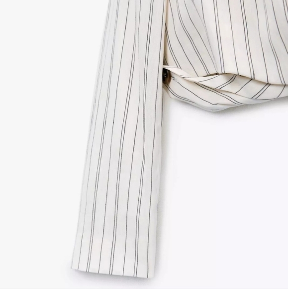 ZARA Womens Long Sleeves Linen Blend Short Cropped Blazer Jacket Size XS - Picture 5 of 15